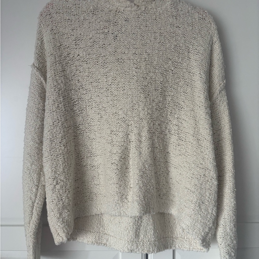 American Eagle Outfitters Beige Cowl Neck Sweater with Fuzzy Texture